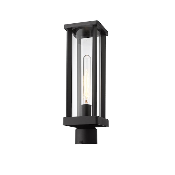 Z-Lite Glenwood 1 Light Outdoor Post Mount Fixture, Black & Clear 586PHMR-BK - main